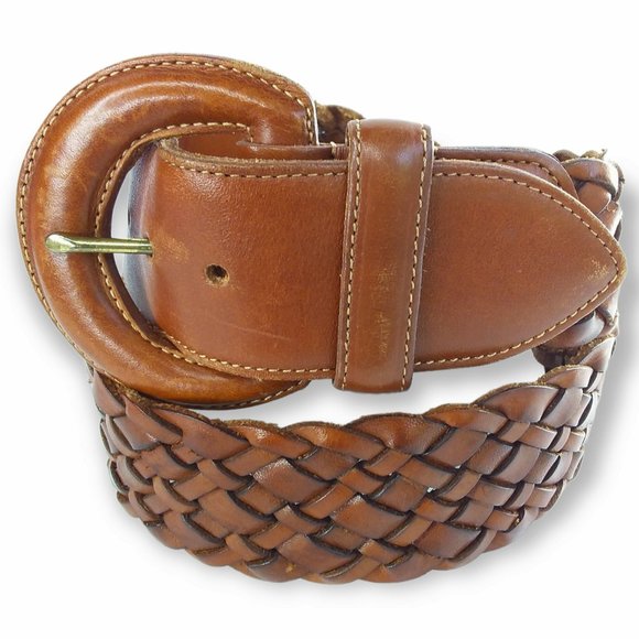 Vintage Coach Braided British Tan Leather Belt Size M 1.85in Wide #3852 Designer main image 9